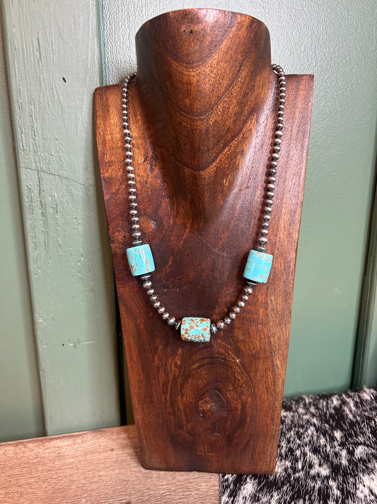 Turquoise Barrel Necklace