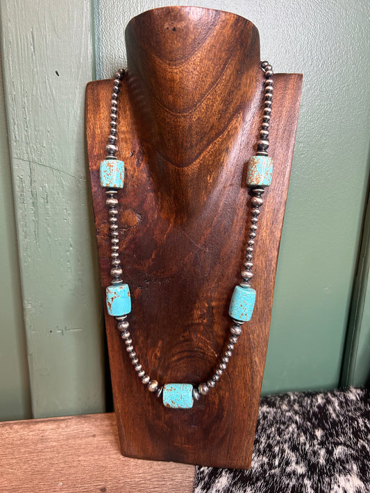 Turquoise Barrel Necklace