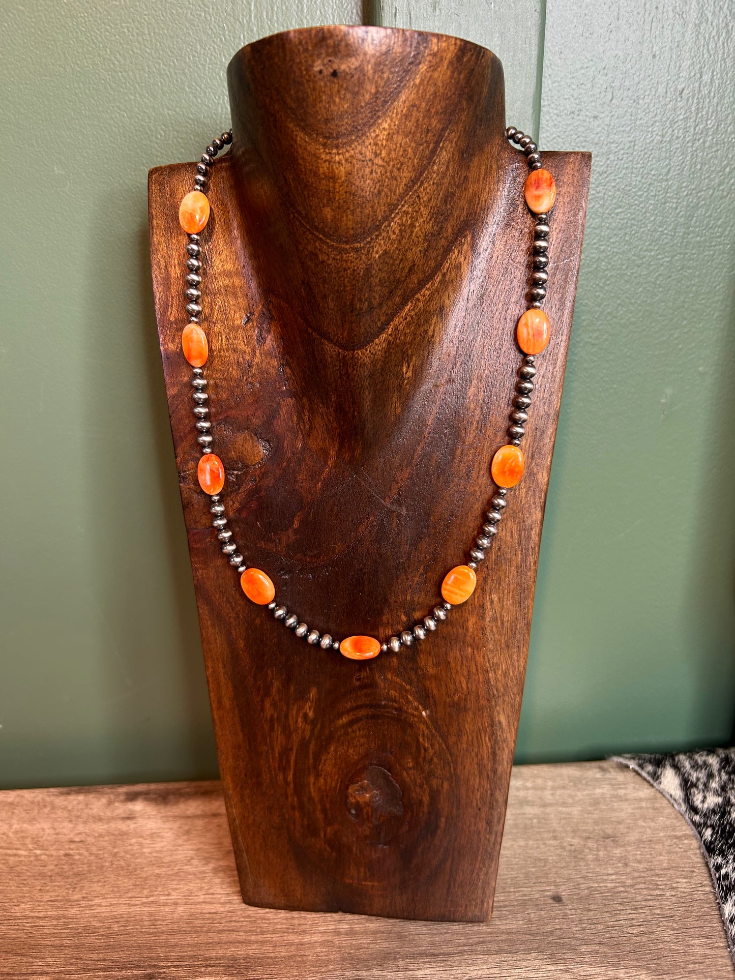 Oval Orange Spiny Necklace