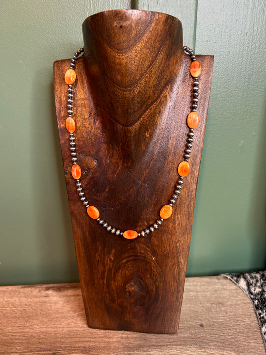 Oval Orange Spiny Necklace