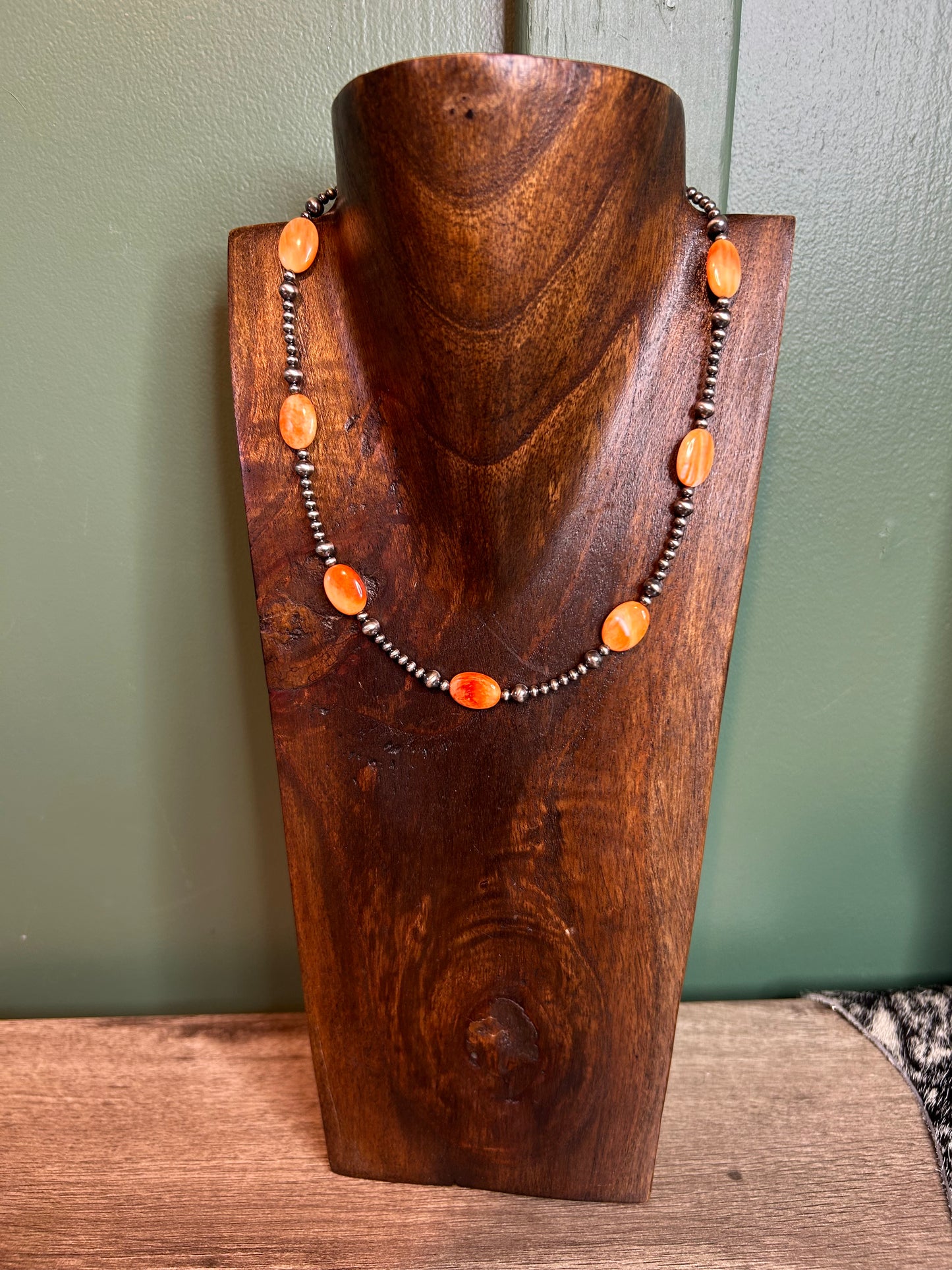 Oval Orange Spiny Necklace