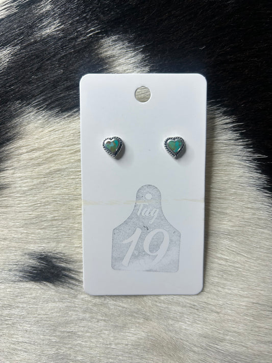 Dainty Turquoise Heart Stud Earrings