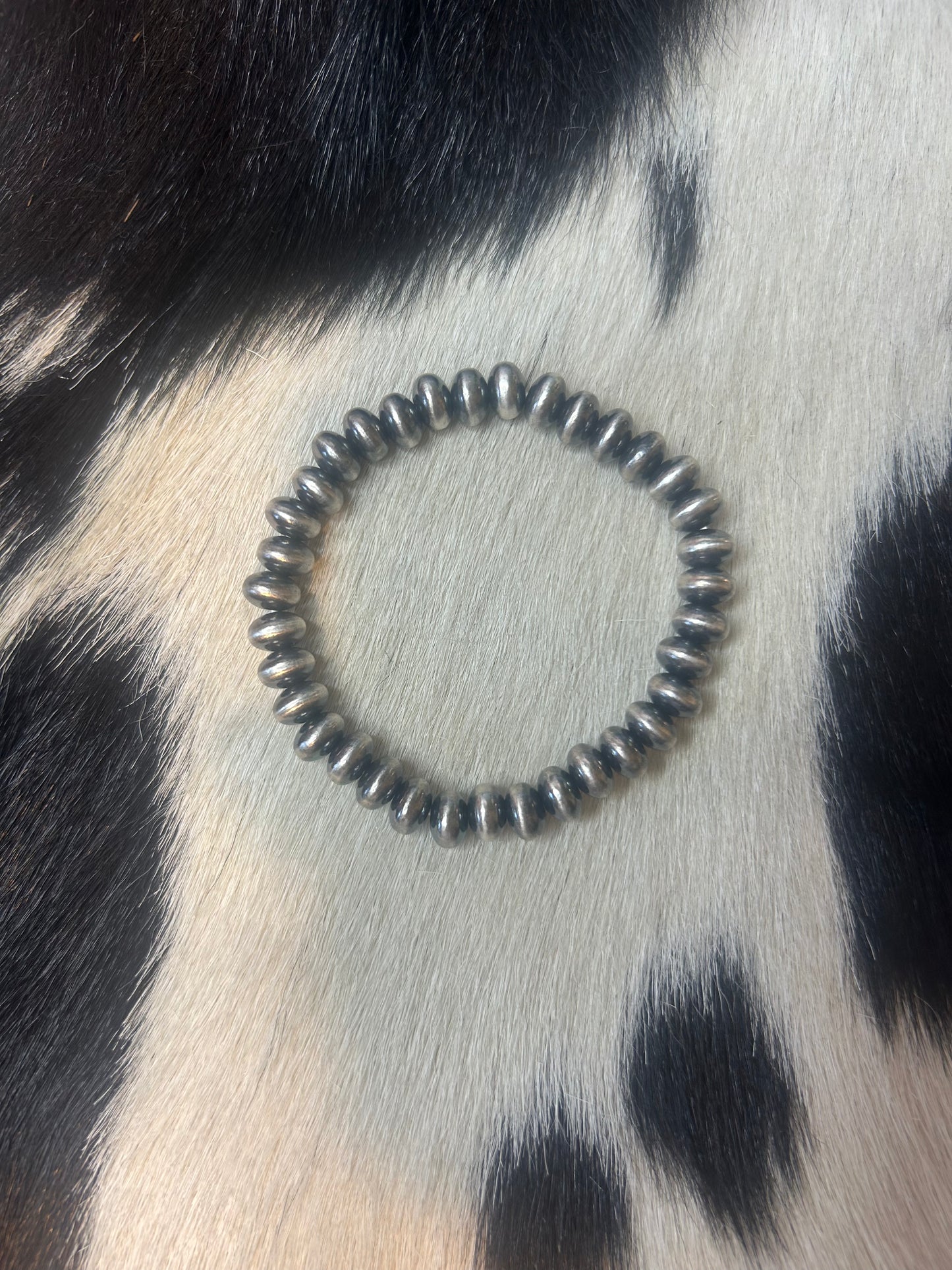 8mm Silver Plated Copper Saucer Pearl Bracelet