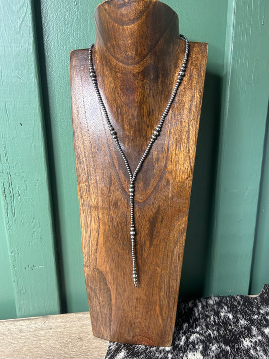 Silver Plated Copper Pearl Lariat
