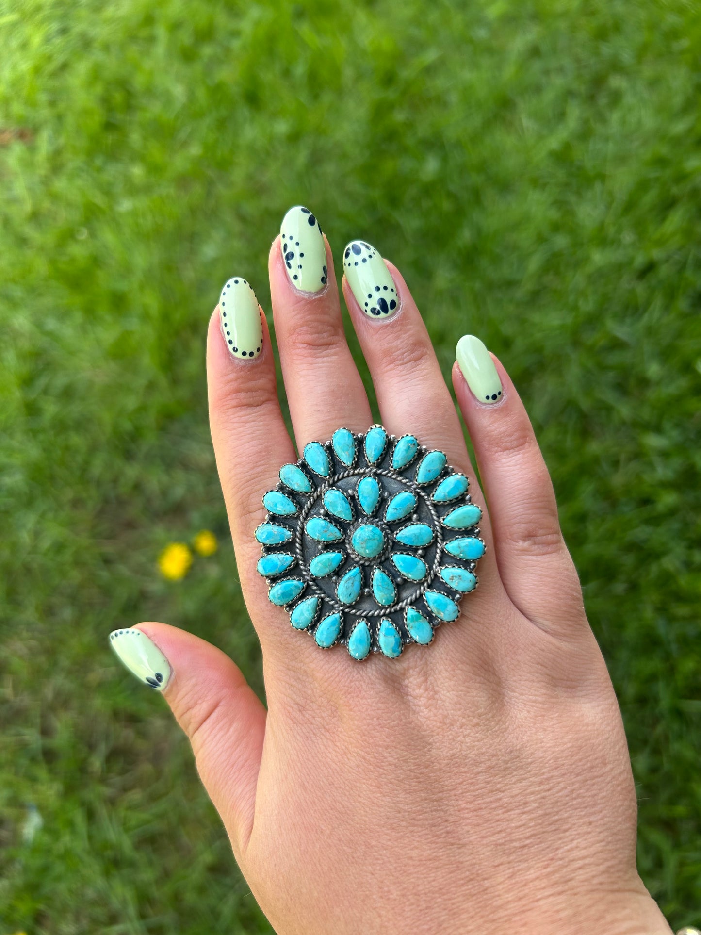 Kingman Turquoise Cluster Ring