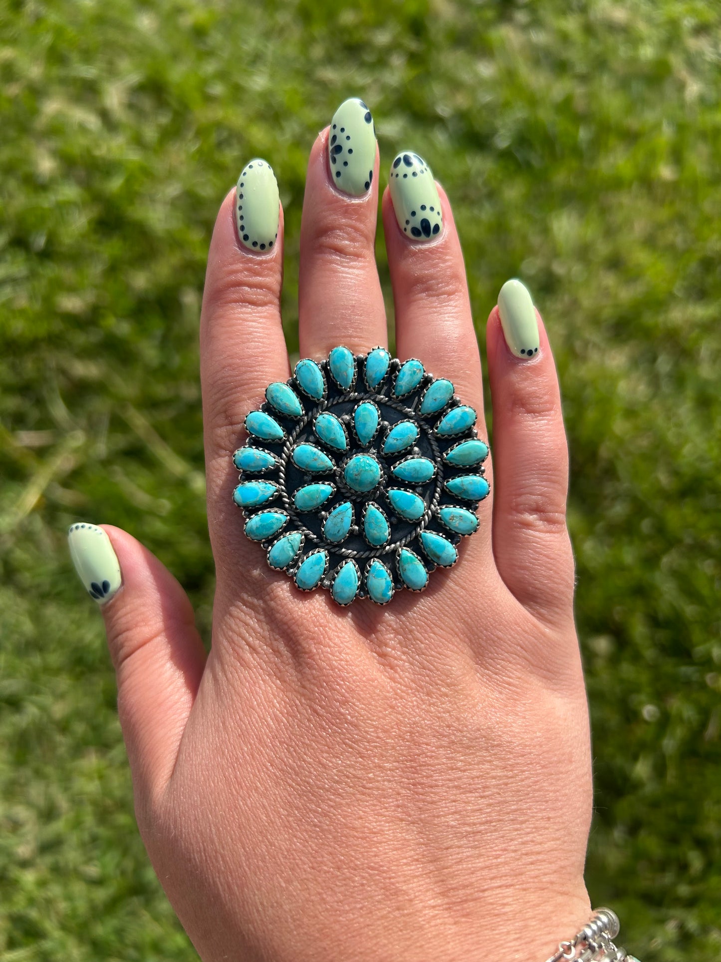 Kingman Turquoise Cluster Ring