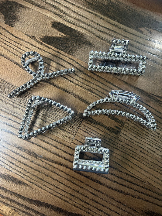 Faux Navajo Pearl Hair Claw Clips
