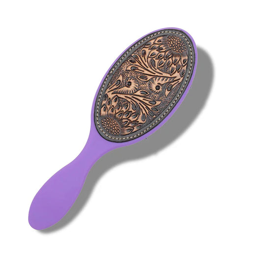Purple Tooled Lather Hair Brush