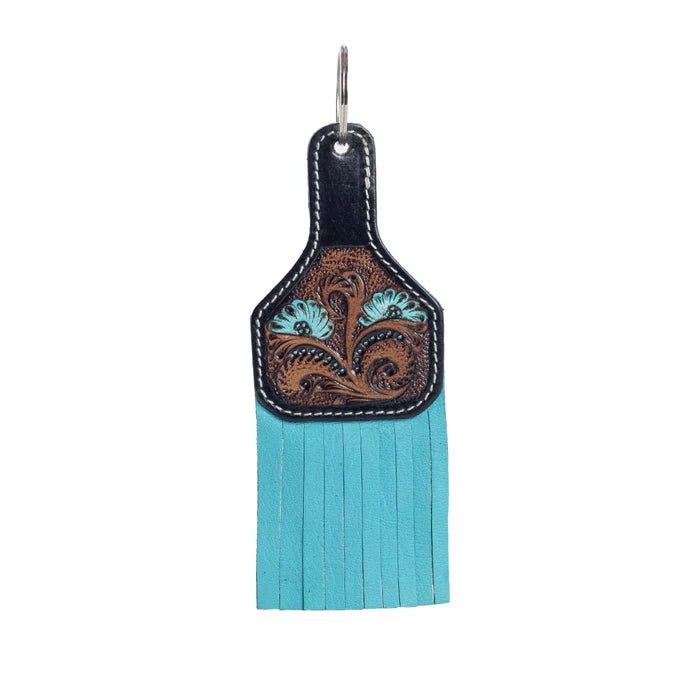 Turquoise Ear Tag Fringe Fob