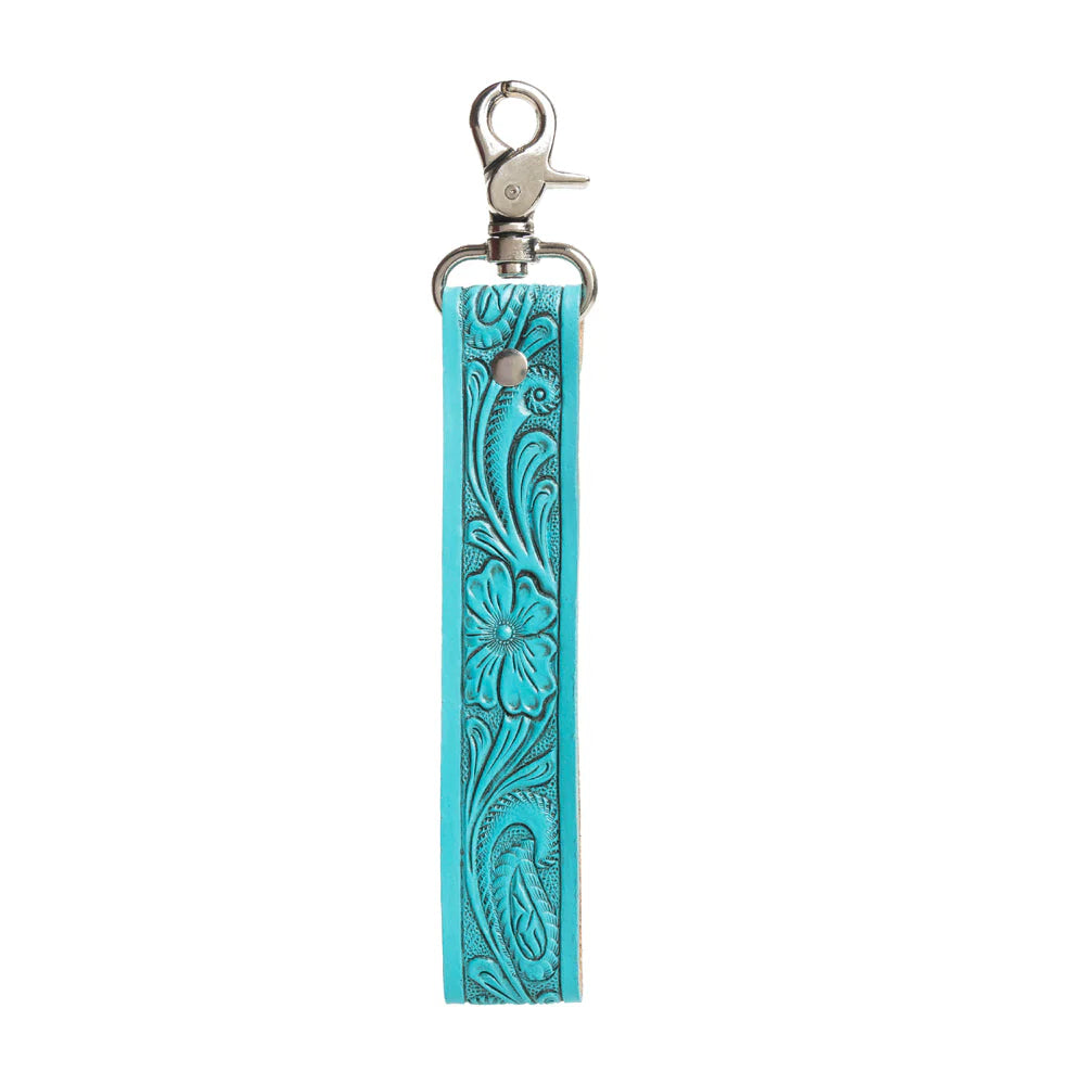 Turquoise Tooled Key Fob