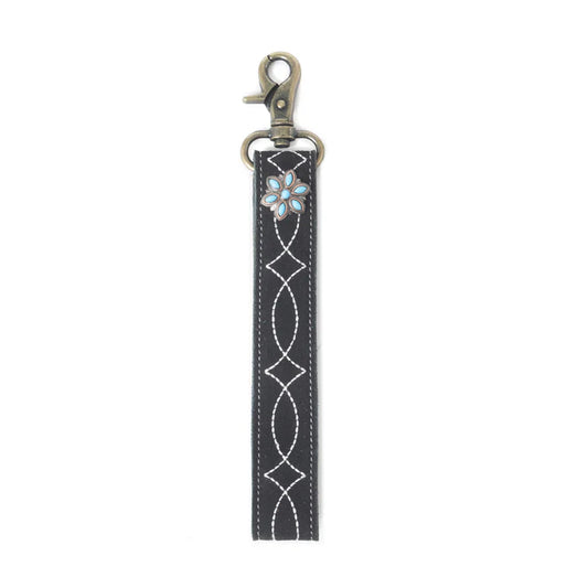 Black Boot Stitch Key Fob