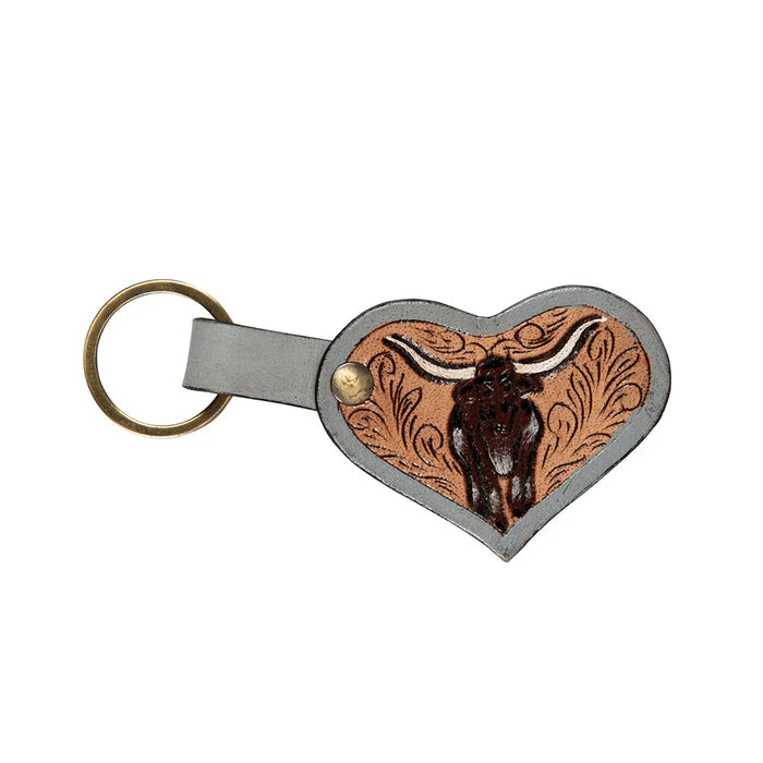 Grey Longhorn Heart Charm